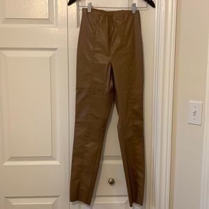 H&M Faux Leather Leggings in Camel
